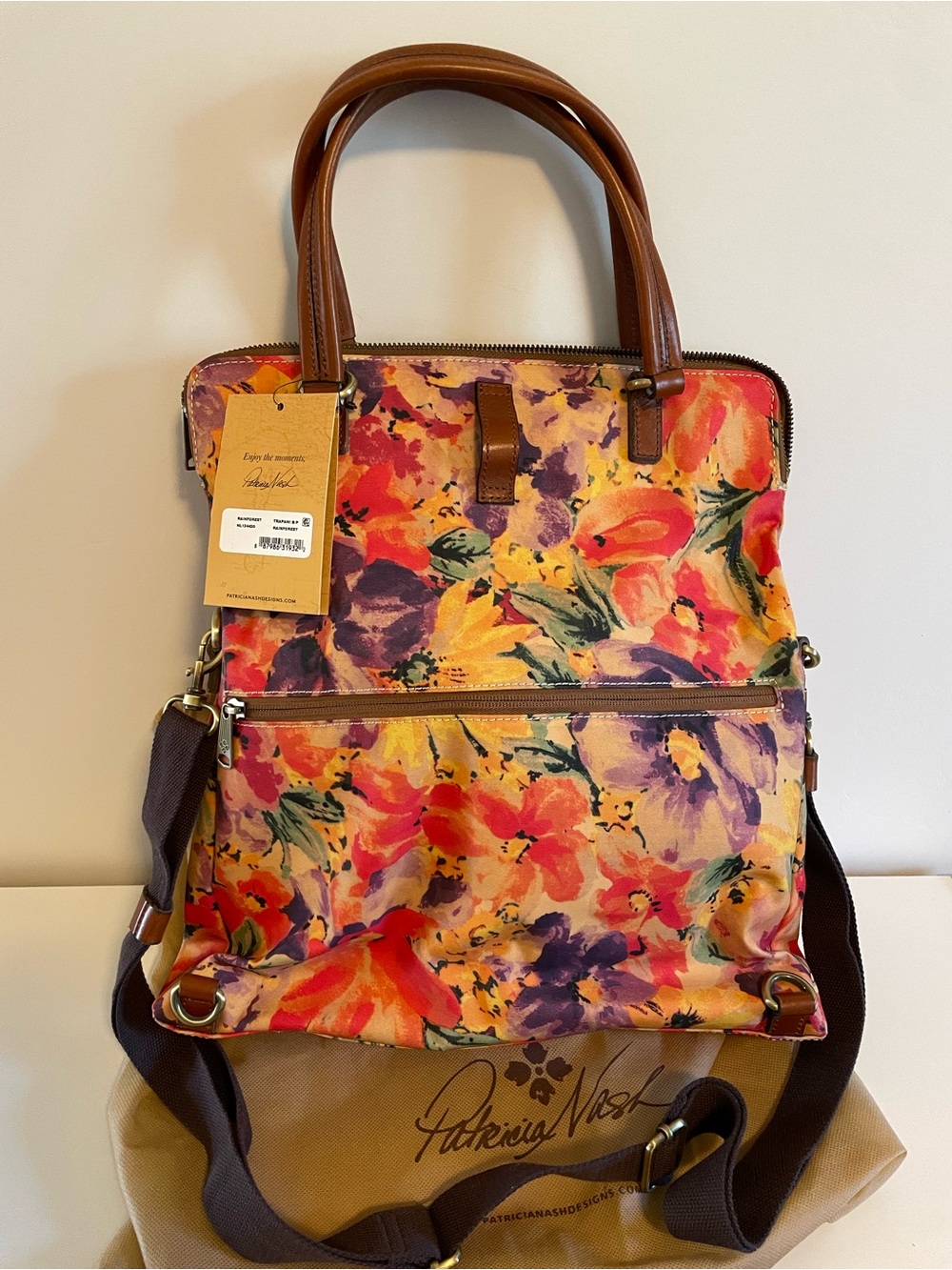 Patricia Nash Floral Canvas Tote in Yellow, Orange, Purple and Brown